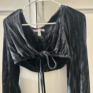 Urban Outfitters Black Velvet Crop Top